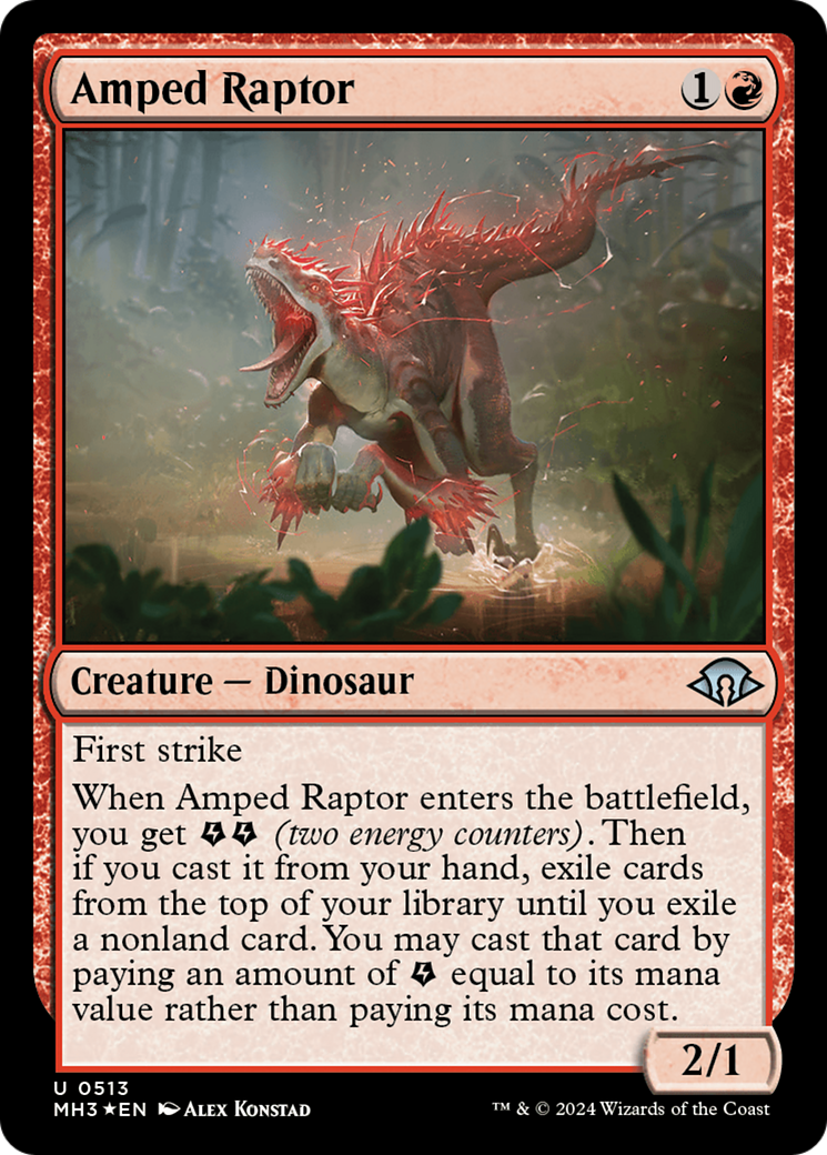 FOIL Amped Raptor (Ripple Foil) (MH3-513) - Modern Horizons 3 - Magic The Gathering