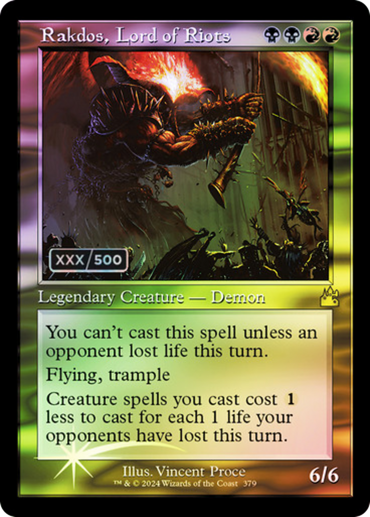 FOIL Rakdos, Lord of Riots (Retro Frame) (Serial Numbered) (RVR-379) - Ravnica Remastered - Magic The Gathering