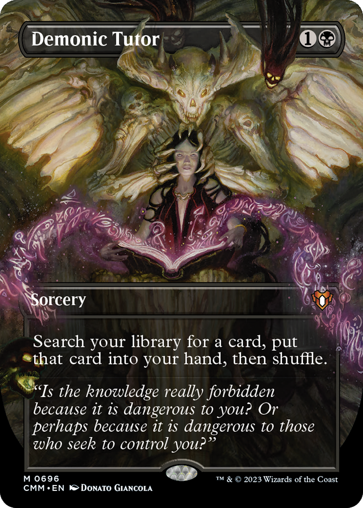 Demonic Tutor (Borderless) (CMM-696) - Commander Masters - Magic The Gathering