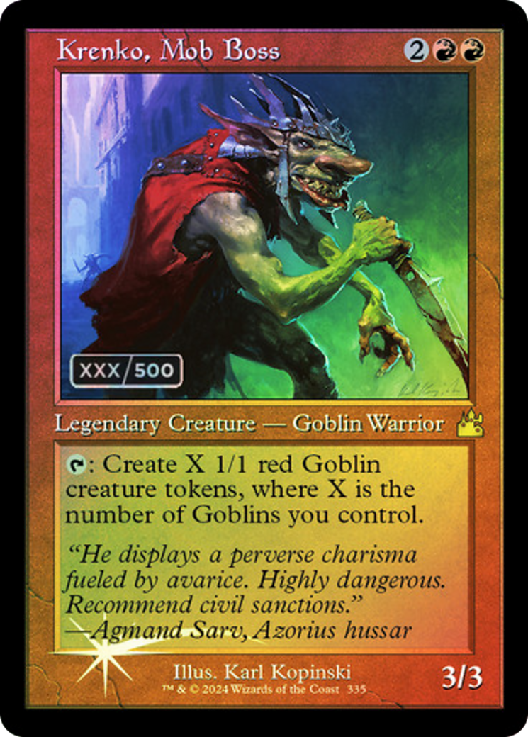 FOIL Krenko, Mob Boss (Retro Frame) (Serial Numbered) (RVR-335) - Ravnica Remastered - Magic The Gathering