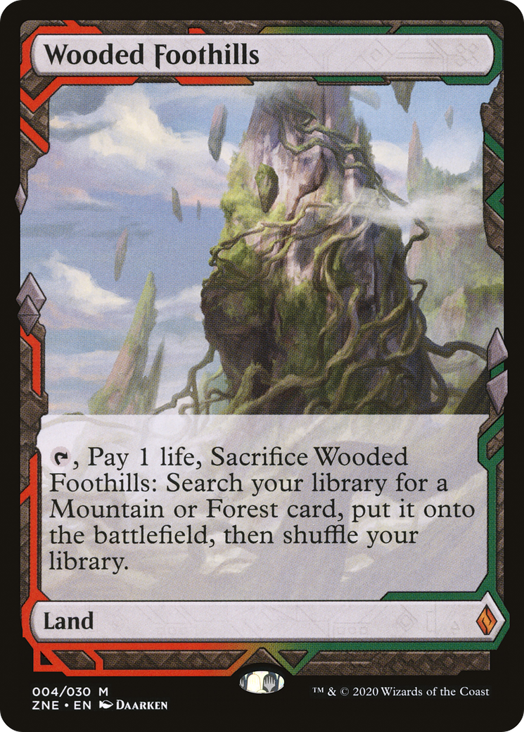 FOIL Wooded Foothills (ZNE-004) - Zendikar Rising Expeditions - Magic The Gathering