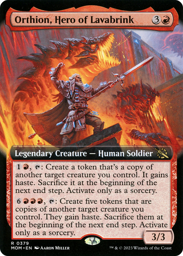 Orthion, Hero of Lavabrink (Extended Art) (MOM-379) - March of the Machine - Magic The Gathering