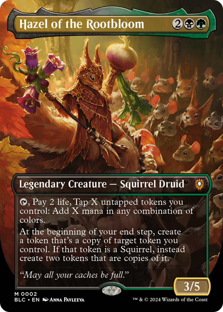Hazel of the Rootbloom (Borderless) (BLC-002) - Bloomburrow Commander - Magic The Gathering
