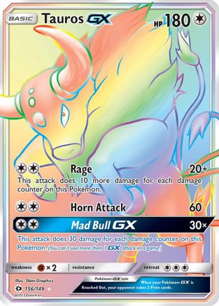 Tauros-GX 156/149 - Sun & Moon Pokemon Holofoil