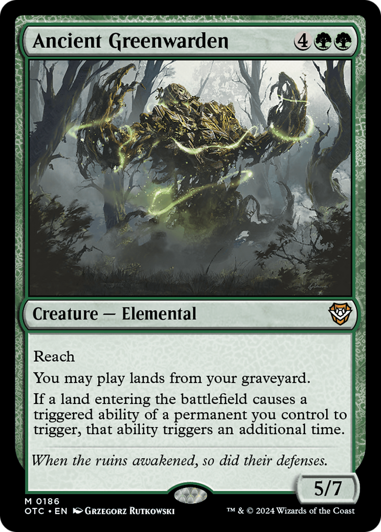 Ancient Greenwarden (OTC-186) - Outlaws of Thunder Junction Commander - Magic The Gathering