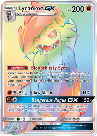 Lycanroc-GX 156/145 - Guardians Rising Pokemon Holofoil