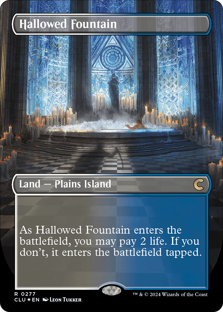FOIL Hallowed Fountain (Borderless) (CLU-277) - Ravnica: Clue Edition - Magic The Gathering