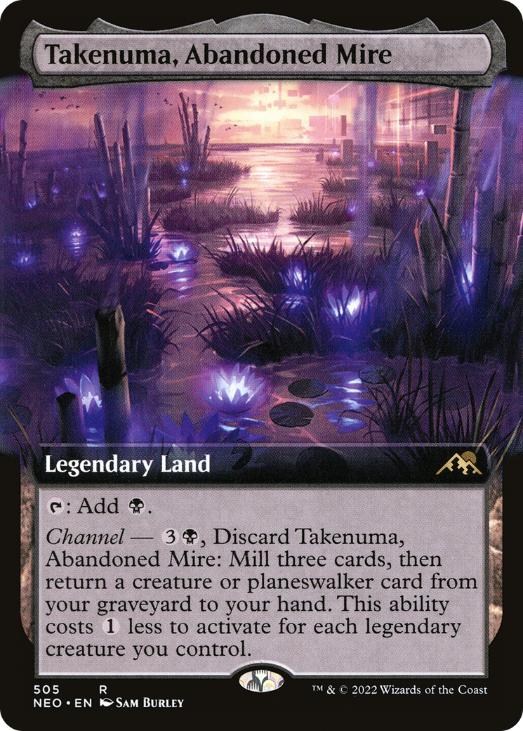 FOIL Takenuma, Abandoned Mire (Extended Art) (NEO-505) - Kamigawa: Neon Dynasty - Magic The Gathering