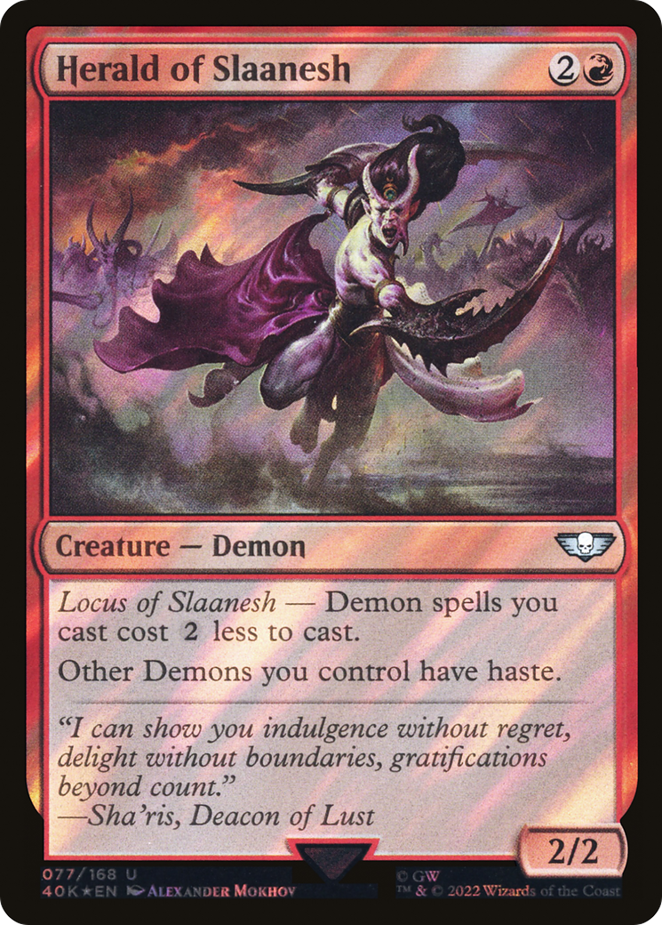 FOIL Herald of Slaanesh (Surge Foil) (40K-077) - Warhammer 40,000 Commander - Magic The Gathering