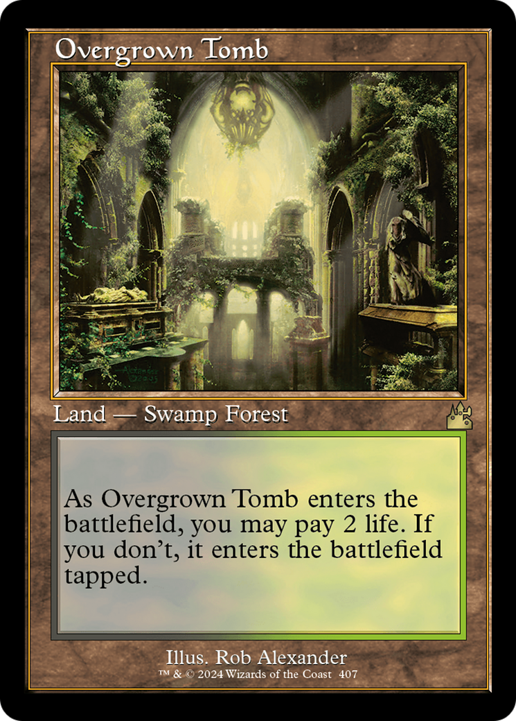 FOIL Overgrown Tomb (Retro Frame) (RVR-407) - Ravnica Remastered - Magic The Gathering