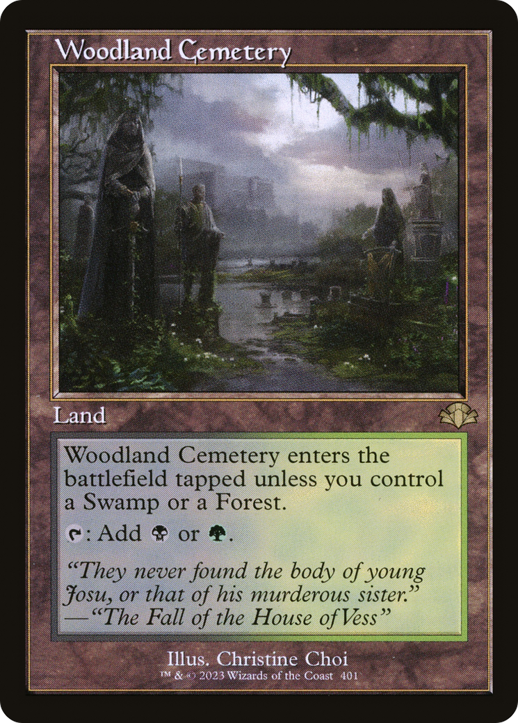 FOIL Woodland Cemetery (Retro Frame) (DMR-401) - Dominaria Remastered - Magic The Gathering