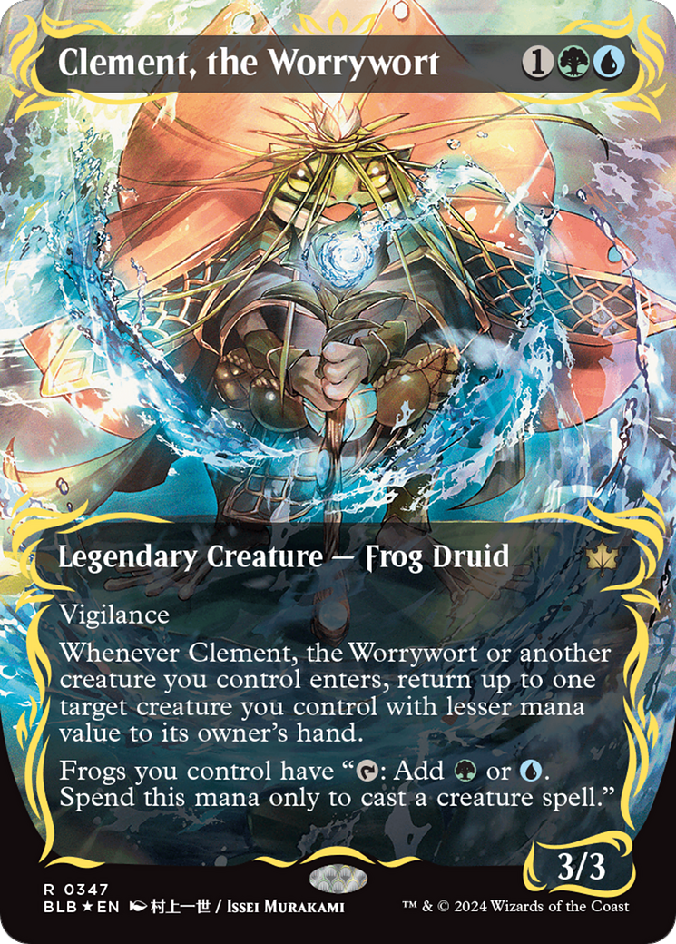 FOIL Clement, the Worrywort (Borderless) (Raised Foil) (BLB-347) - Bloomburrow - Magic The Gathering