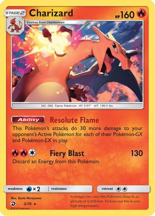 Charizard 3/70 - Dragon Majesty Reverse Pokemon Holofoil