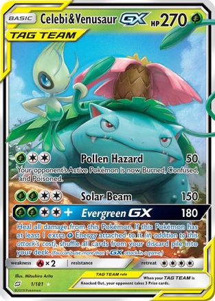 Celebi & Venusaur-GX 1/181 - Team Up Pokemon Holofoil