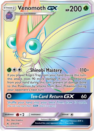 Venomoth-GX 216/214 - Unbroken Bonds Pokemon Holofoil