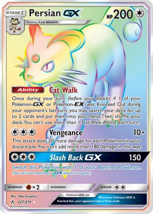 Persian-GX 227/214 - Unbroken Bonds Pokemon Holofoil