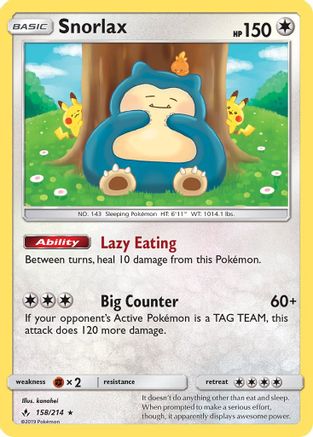 Snorlax 158/214 - Unbroken Bonds Pokemon Holofoil