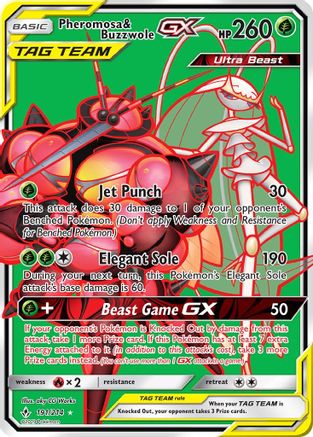 Pheromosa & Buzzwole-GX 191/214 - Unbroken Bonds Pokemon Holofoil