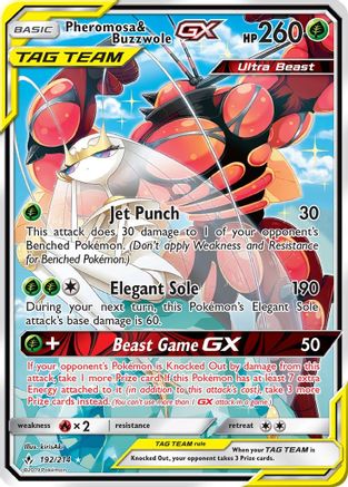 Pheromosa & Buzzwole-GX 192/214 - Unbroken Bonds Pokemon Holofoil