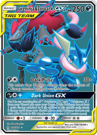 Greninja & Zoroark-GX 200/214 - Unbroken Bonds Pokemon Holofoil