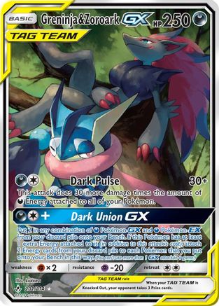 Greninja & Zoroark-GX 201/214 - Unbroken Bonds Pokemon Holofoil