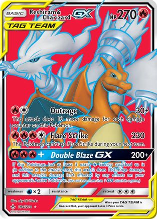 Reshiram & Charizard-GX 194/214 - Unbroken Bonds Pokemon Holofoil