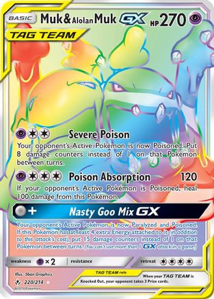 Muk & Alolan Muk-GX 220/214 - Unbroken Bonds Pokemon Holofoil