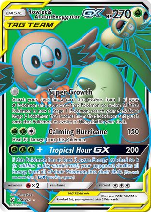 Rowlet & Alolan Exeggutor-GX 214/236 - Unified Minds Pokemon Holofoil