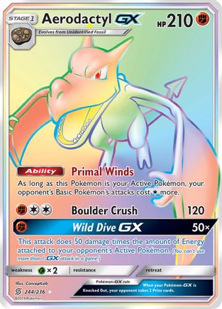 Aerodactyl-GX 244/236 - Unified Minds Pokemon Holofoil