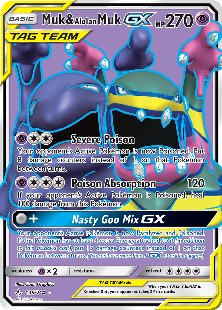 Muk & Alolan Muk-GX 196/214 - Unbroken Bonds Pokemon Holofoil