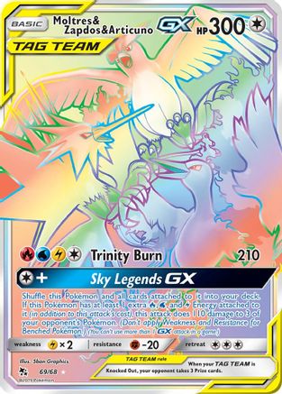 Moltres & Zapdos & Articuno-GX 69/68 - Hidden Fates Pokemon Holofoil