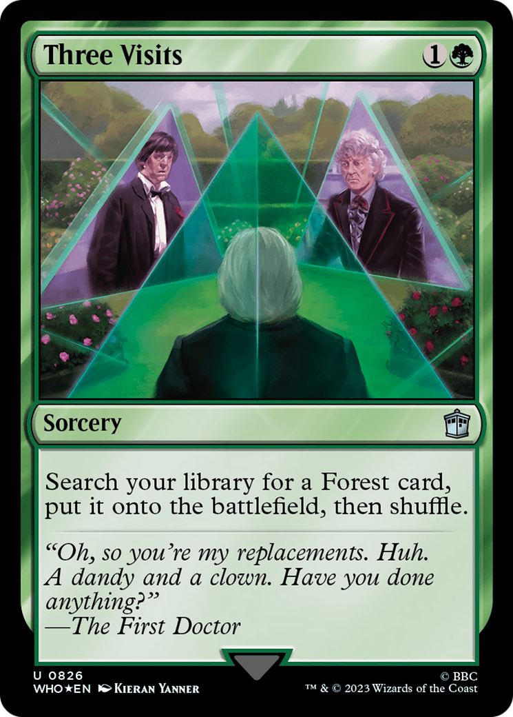 FOIL Three Visits (Surge Foil) (WHO-826) - Doctor Who - Magic The Gathering