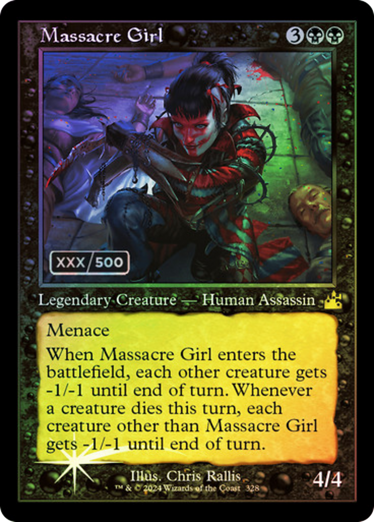 FOIL Massacre Girl (Retro Frame) (Serial Numbered) (RVR-328) - Ravnica Remastered - Magic The Gathering