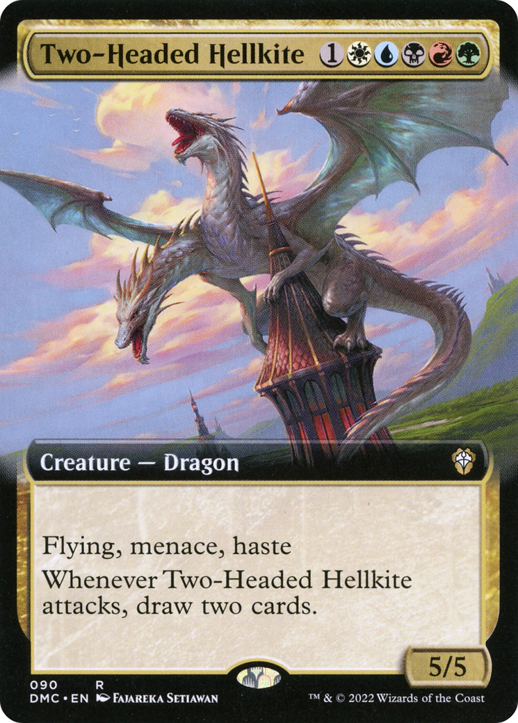 Two-Headed Hellkite (Extended Art) (DMC-090) - Dominaria United Commander - Magic The Gathering