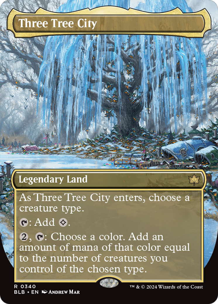 FOIL Three Tree City (Borderless) (0340) (BLB-340) - Bloomburrow - Magic The Gathering