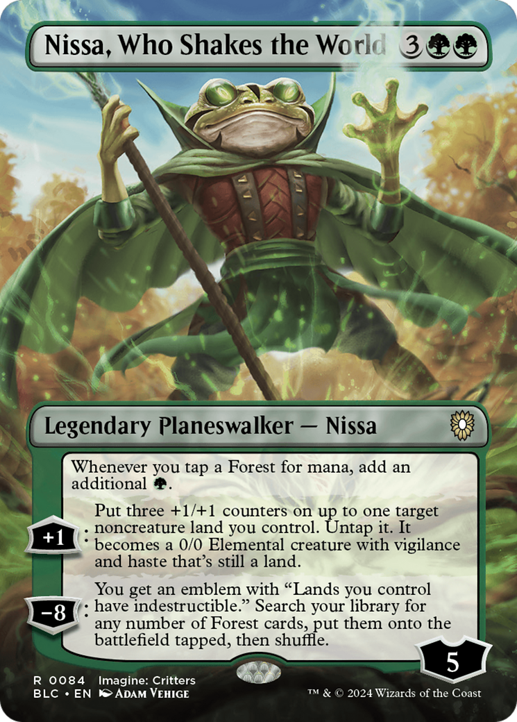 Nissa, Who Shakes the World (Borderless) (BLC-084) - Bloomburrow Commander - Magic The Gathering