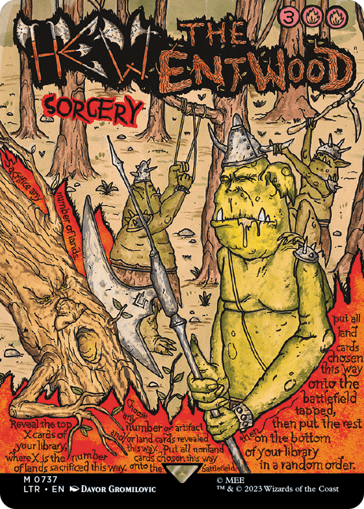 Hew the Entwood (Borderless Poster) (LTR-737) - The Lord of the Rings: Tales of Middle-earth - Magic The Gathering