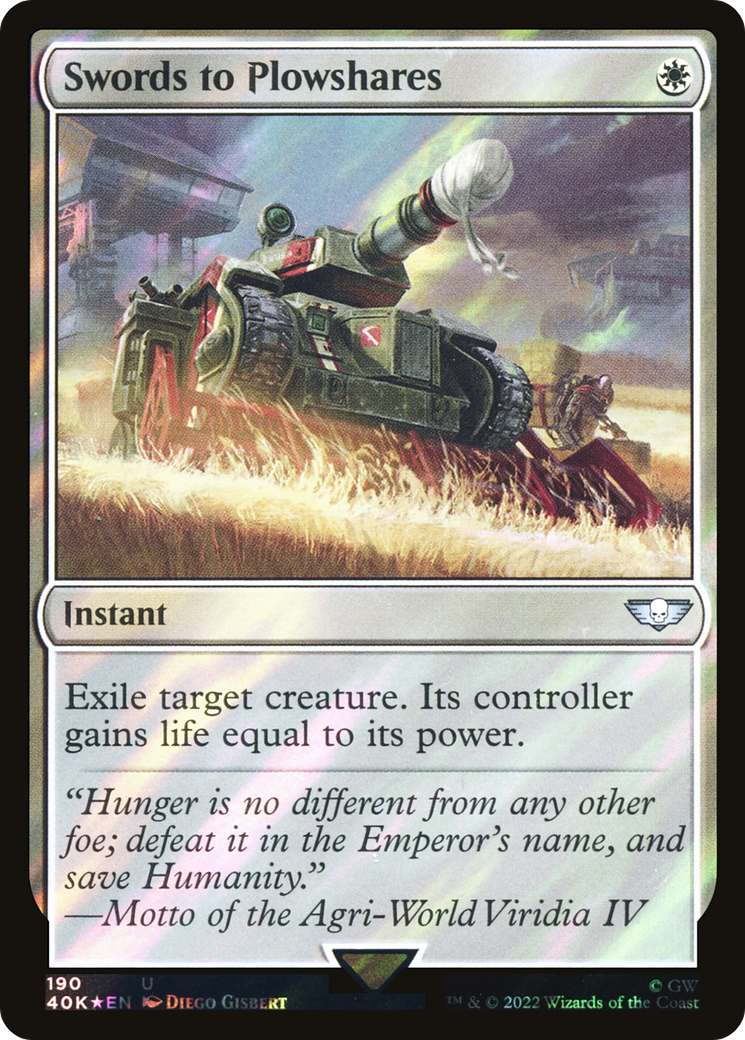 FOIL Swords to Plowshares (Surge Foil) (40K-190) - Warhammer 40,000 Commander - Magic The Gathering