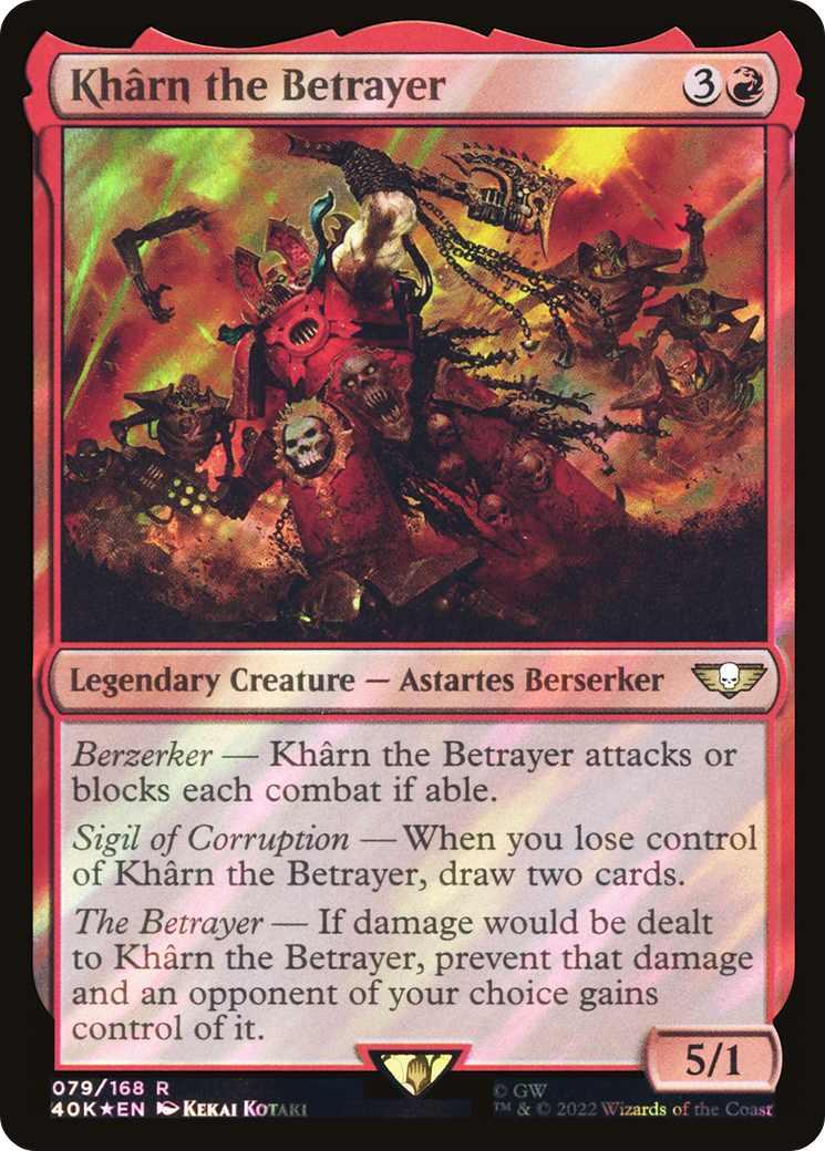FOIL Kharn the Betrayer (Surge Foil) (40K-079) - Warhammer 40,000 Commander - Magic The Gathering