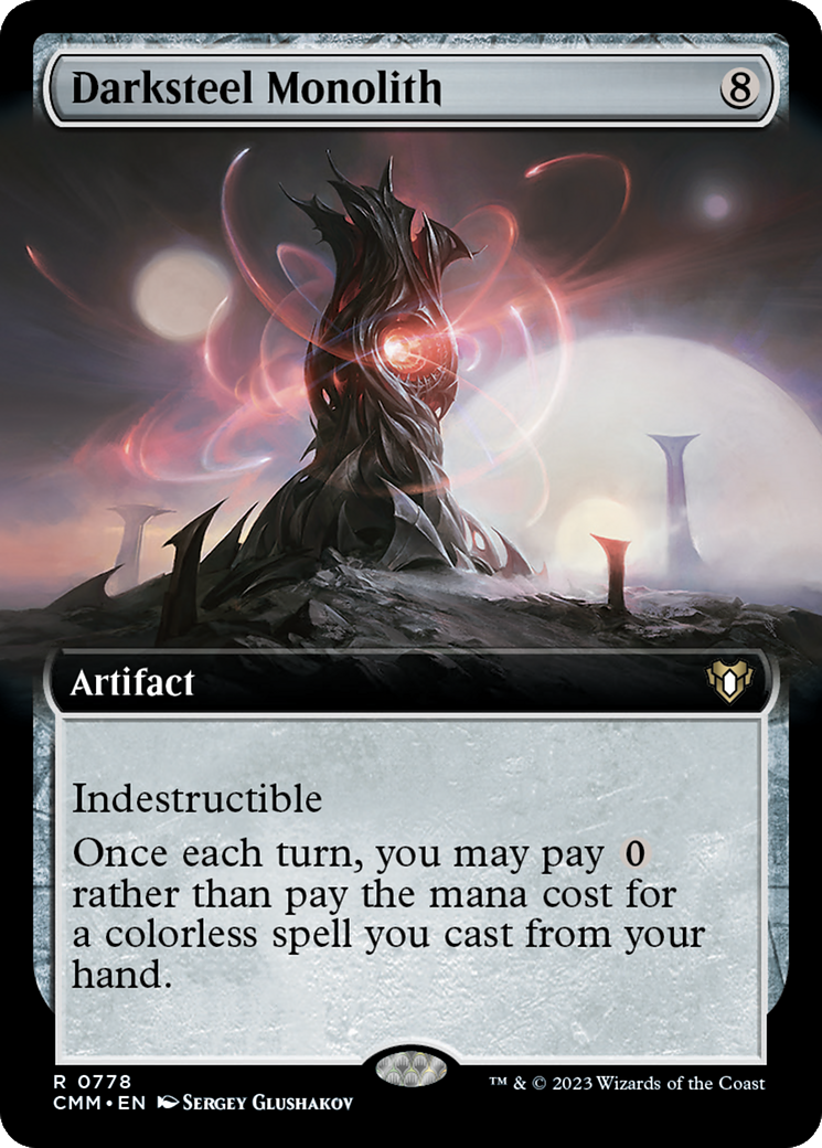 FOIL Darksteel Monolith (Extended Art) (CMM-778) - Commander Masters - Magic The Gathering