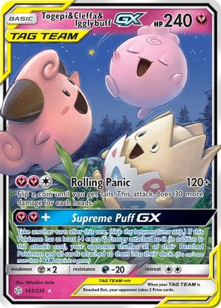 Togepi & Cleffa & Igglybuff-GX 143/236 - Cosmic Eclipse Pokemon Holofoil