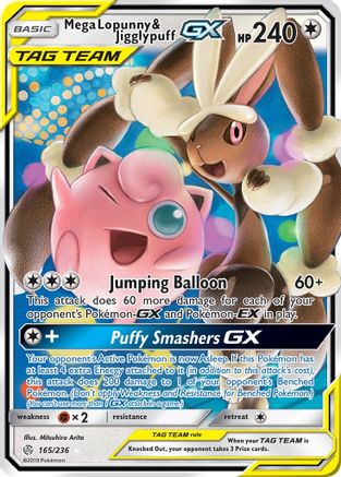 Mega Lopunny & Jigglypuff-GX 165/236 - Cosmic Eclipse Pokemon Holofoil