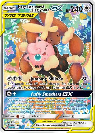 Mega Lopunny & Jigglypuff-GX 226/236 - Cosmic Eclipse Pokemon Holofoil