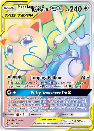 Mega Lopunny & Jigglypuff-GX 261/236 - Cosmic Eclipse Pokemon Holofoil