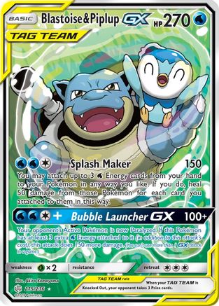 Blastoise & Piplup-GX 215/236 - Cosmic Eclipse Pokemon Holofoil