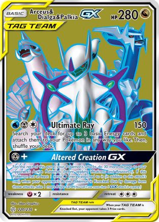 Arceus & Dialga & Palkia-GX 220/236 - Cosmic Eclipse Pokemon Holofoil