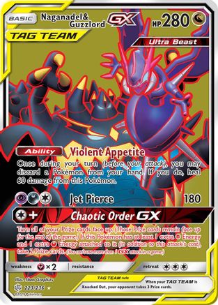 Naganadel & Guzzlord-GX 223/236 - Cosmic Eclipse Pokemon Holofoil