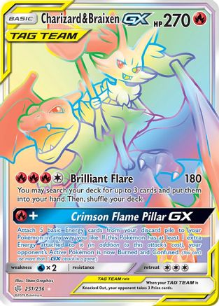 Charizard & Braixen-GX 251/236 - Cosmic Eclipse Pokemon Holofoil