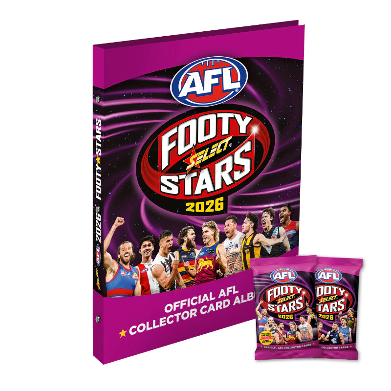 2026 AFL Footy Stars Binder Album w/ Two Packs of Collector Cards