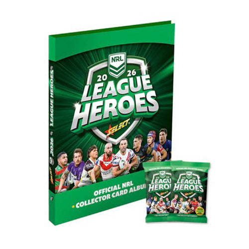 2026 NRL League Heroes Rugby Binder Album w/ Two Packs of Collector Cards